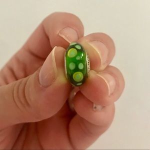 Green glass pandora charm
